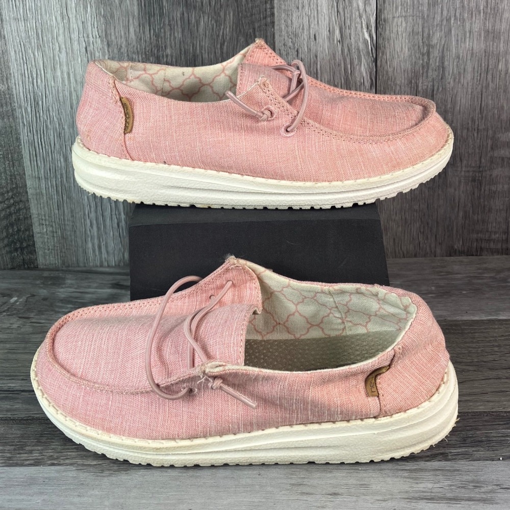 Hey Dude Wendy Youth Linen Cotton Candy Pink Slip On Shoes K13 130125018